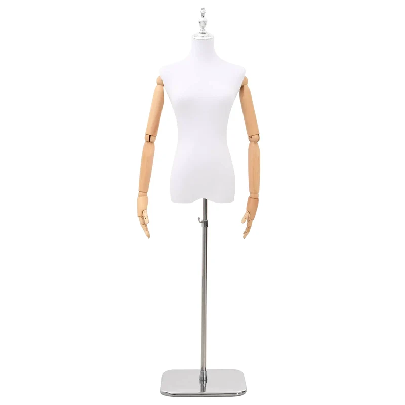 Mannequin Ajustável de 165-213 cm com Base Feminino PP Branco