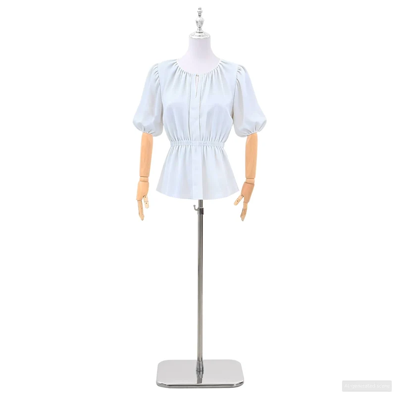 Mannequin Ajustável de 165-213 cm com Base Feminino PP Branco