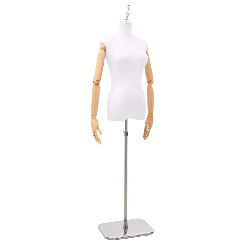 Mannequin Ajustável de 165-213 cm com Base Feminino PP Branco