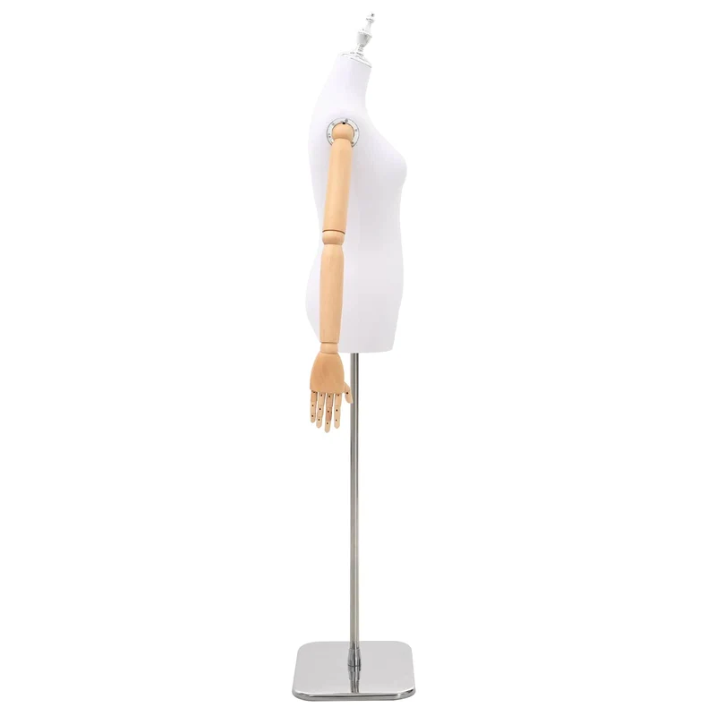 Mannequin Ajustável de 165-213 cm com Base Feminino PP Branco