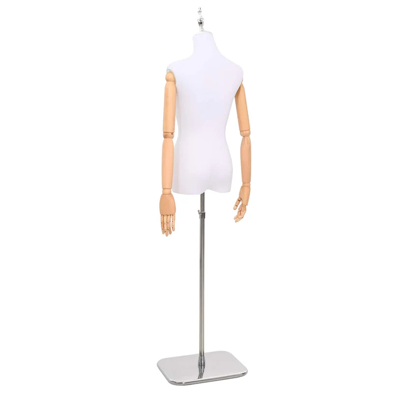 Mannequin Ajustável de 165-213 cm com Base Feminino PP Branco
