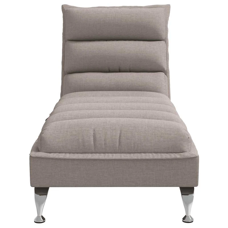 Chaise lounge massagem c/ almofadões tecido cinzento-acastanhado