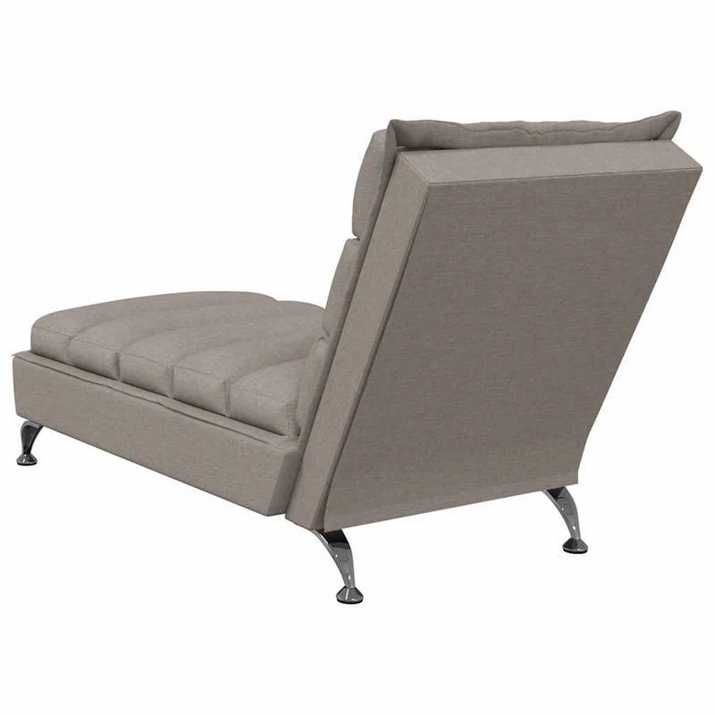 Chaise lounge massagem c/ almofadões tecido cinzento-acastanhado