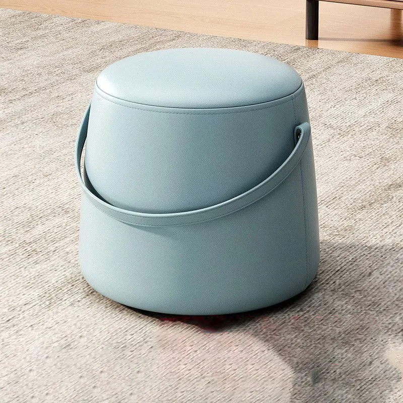 Modern Minimalist Round Column Cotton Linen Microfiber Leather Wood Chair Backless Armless For Living Room