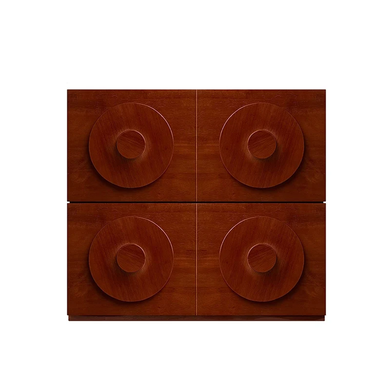 Traditional Vintage Square Rubberwood Plywood Storage Cabinet 1-Drawer & 1-Cabinet For Living Room