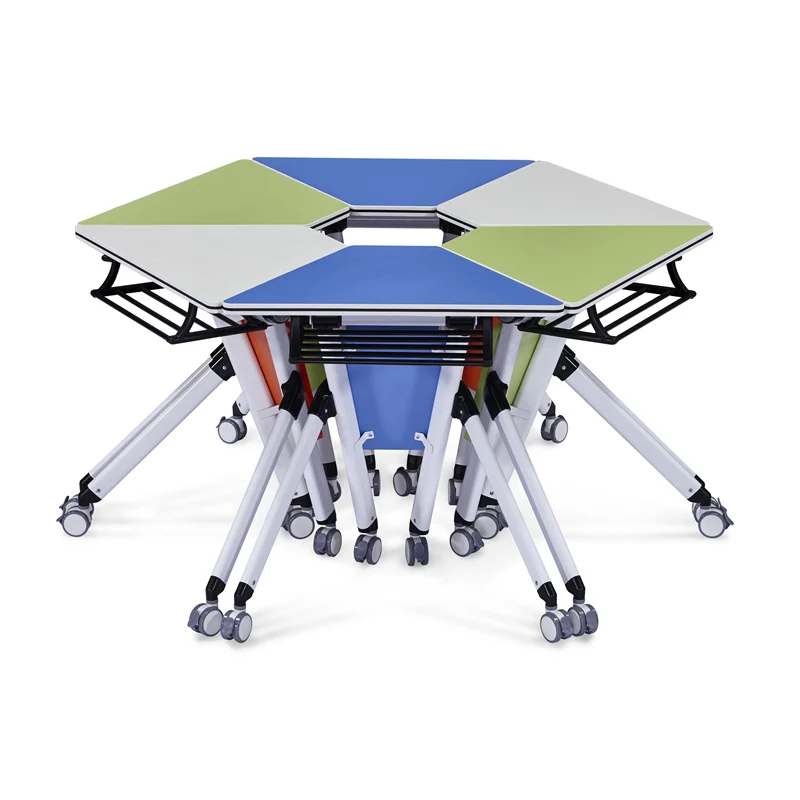 Modern Minimalist Hexagonal High-density Medium-density Fiberboard Iron Desks Foldable For Home Office