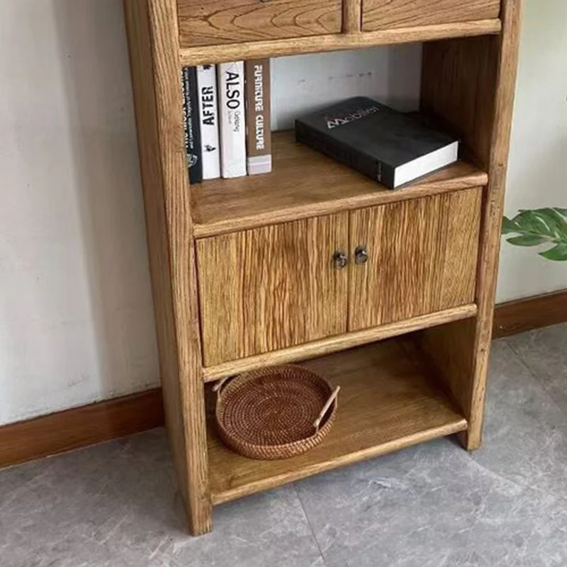 Modern Minimalist Rectangular Solid Wood Storage Cabinet 3-Tier 4-Cabinet Durable For Living Room