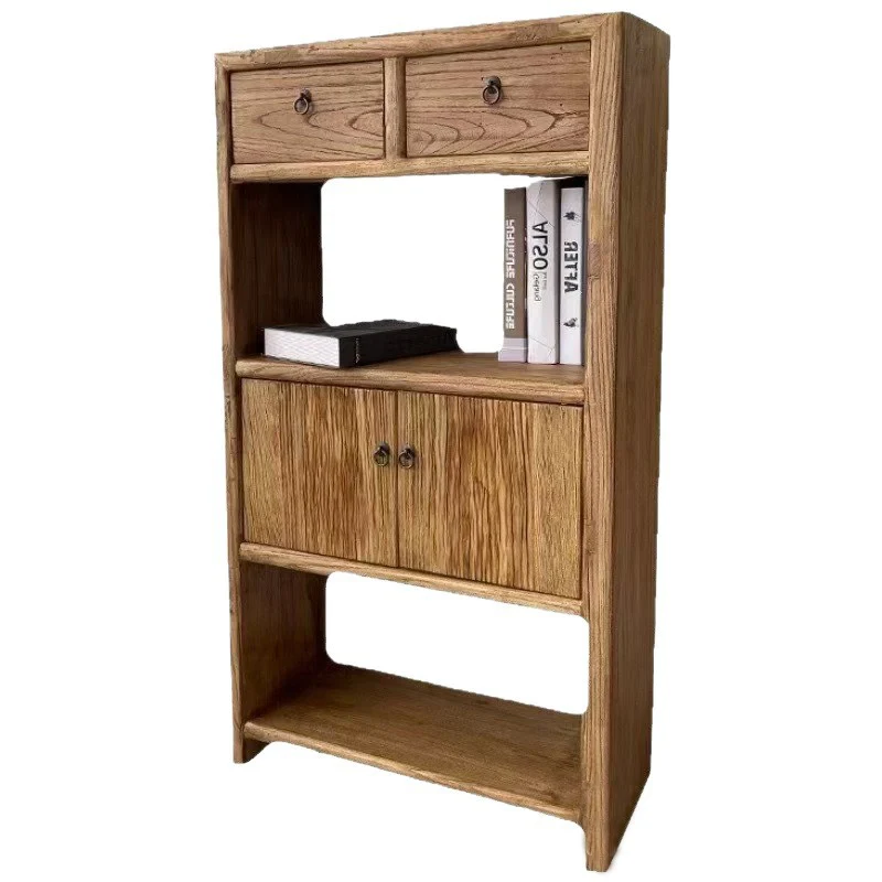 Modern Minimalist Rectangular Solid Wood Storage Cabinet 3-Tier 4-Cabinet Durable For Living Room