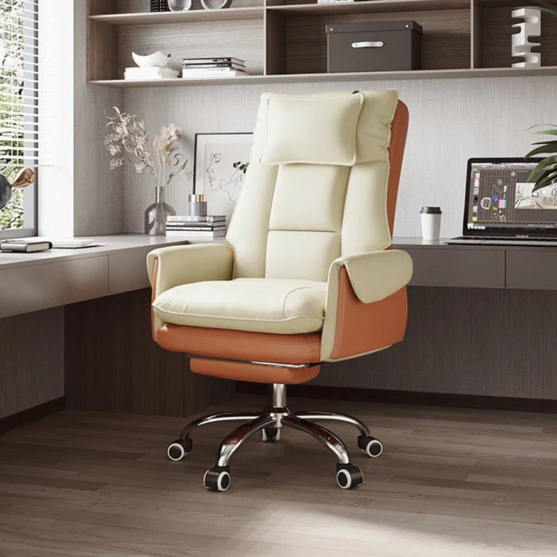 Modern Simplicity PVC Leather Aluminum Alloy Steel Cotton Sponge Square Reclinable Desk Chair Backrest Footrest Headrest For Home Office