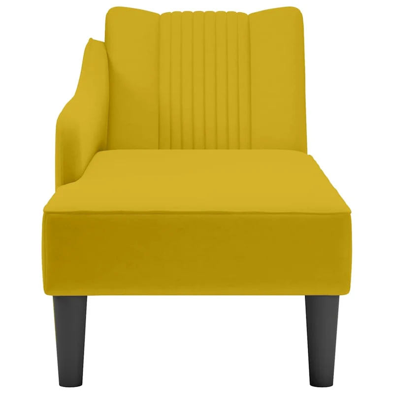 Chaise-longue com apoio de braço direito veludo amarelo