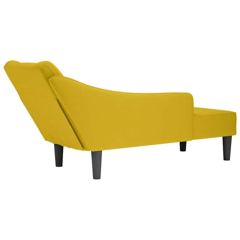 Chaise-longue com apoio de braço direito veludo amarelo