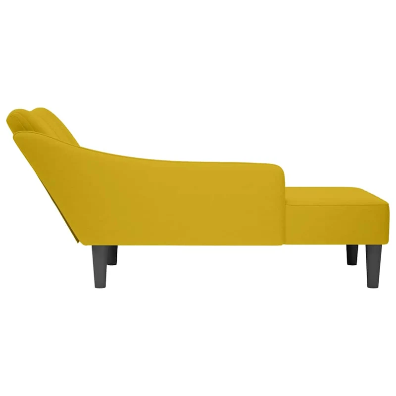 Chaise-longue com apoio de braço direito veludo amarelo