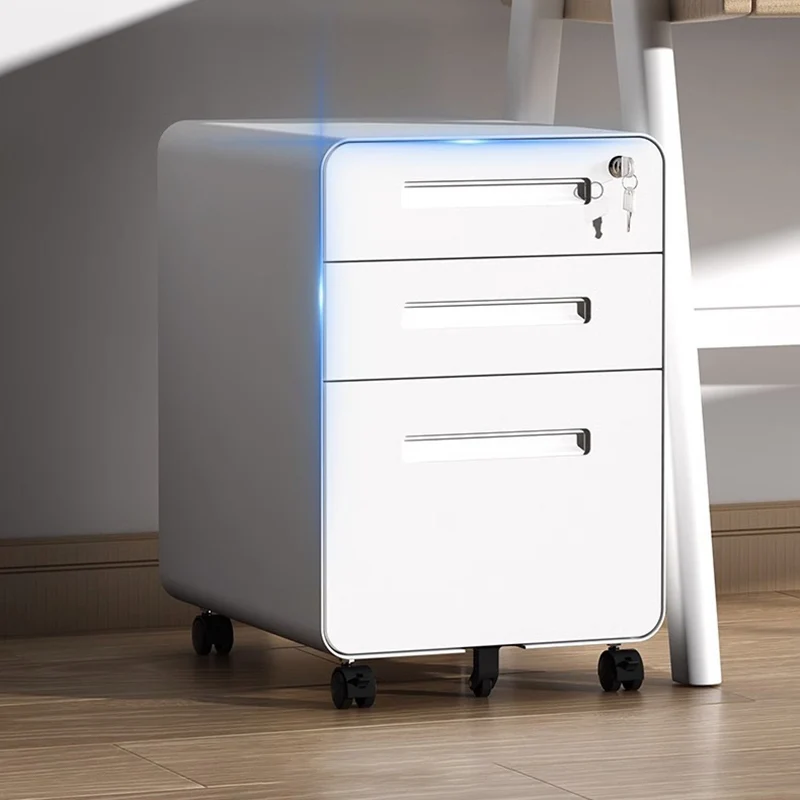 Modern Minimalist Steel Curved Rectangular Storage Cabinet With 2/3 Drawers For Home Office