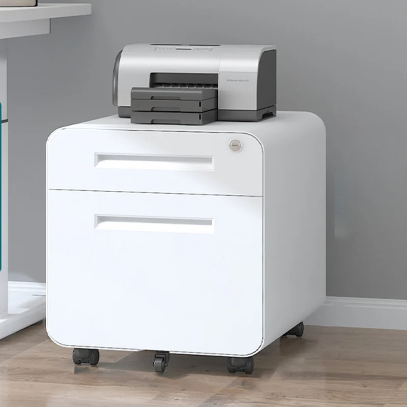 Modern Minimalist Steel Curved Rectangular Storage Cabinet With 2/3 Drawers For Home Office