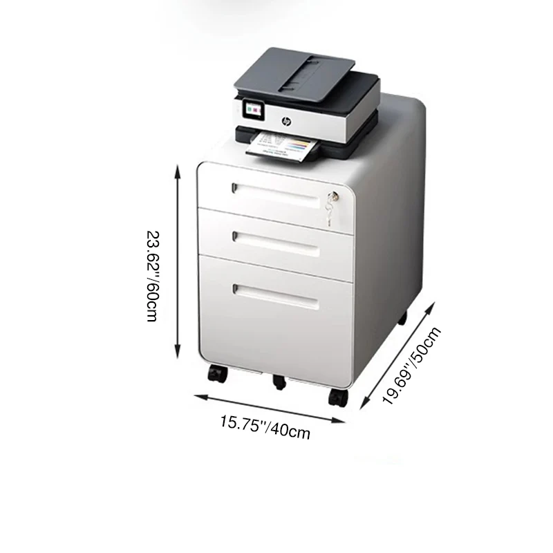 Modern Minimalist Steel Curved Rectangular Storage Cabinet With 2/3 Drawers For Home Office