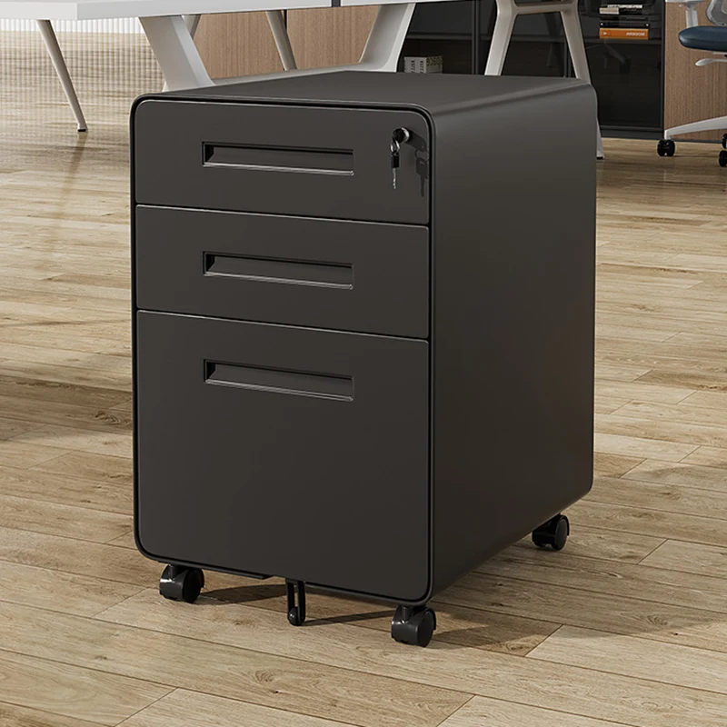 Modern Minimalist Steel Curved Rectangular Storage Cabinet With 2/3 Drawers For Home Office
