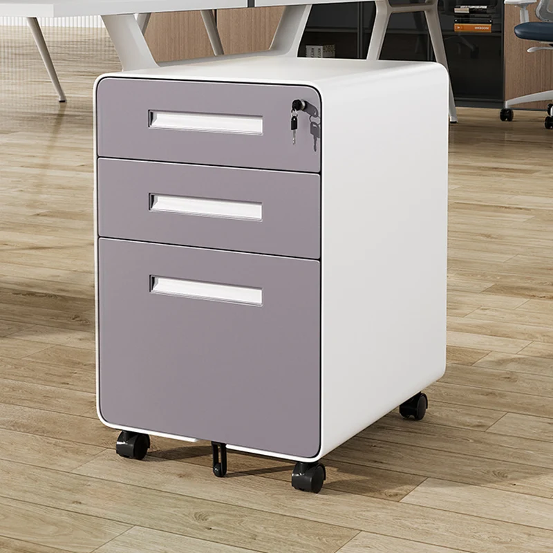 Modern Minimalist Steel Curved Rectangular Storage Cabinet With 2/3 Drawers For Home Office