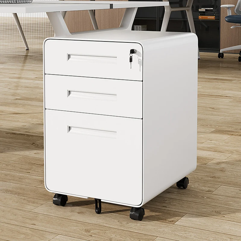 Modern Minimalist Steel Curved Rectangular Storage Cabinet With 2/3 Drawers For Home Office