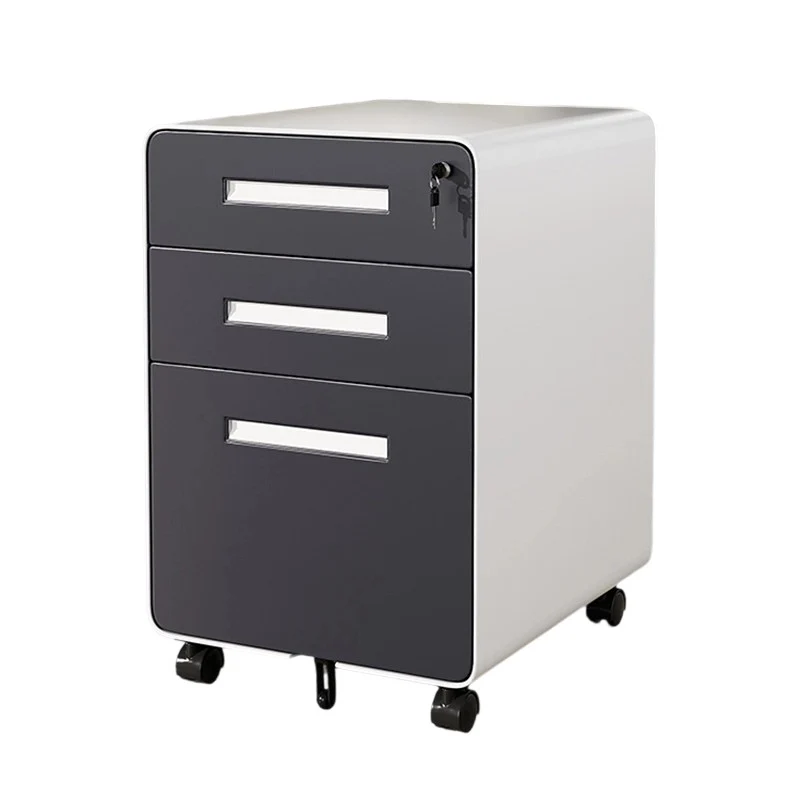 Modern Minimalist Steel Curved Rectangular Storage Cabinet With 2/3 Drawers For Home Office