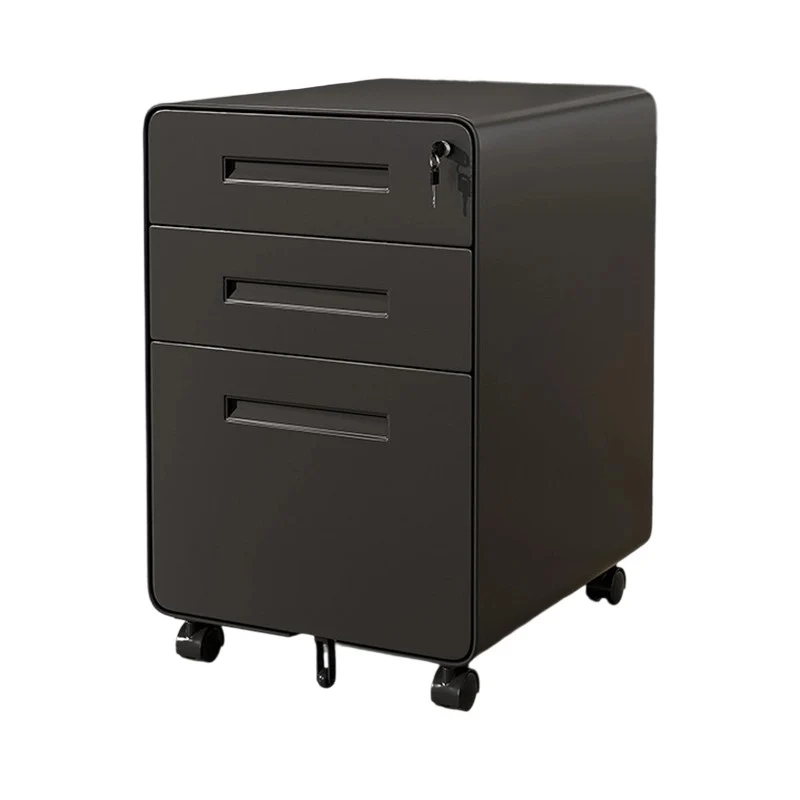 Modern Minimalist Steel Curved Rectangular Storage Cabinet With 2/3 Drawers For Home Office