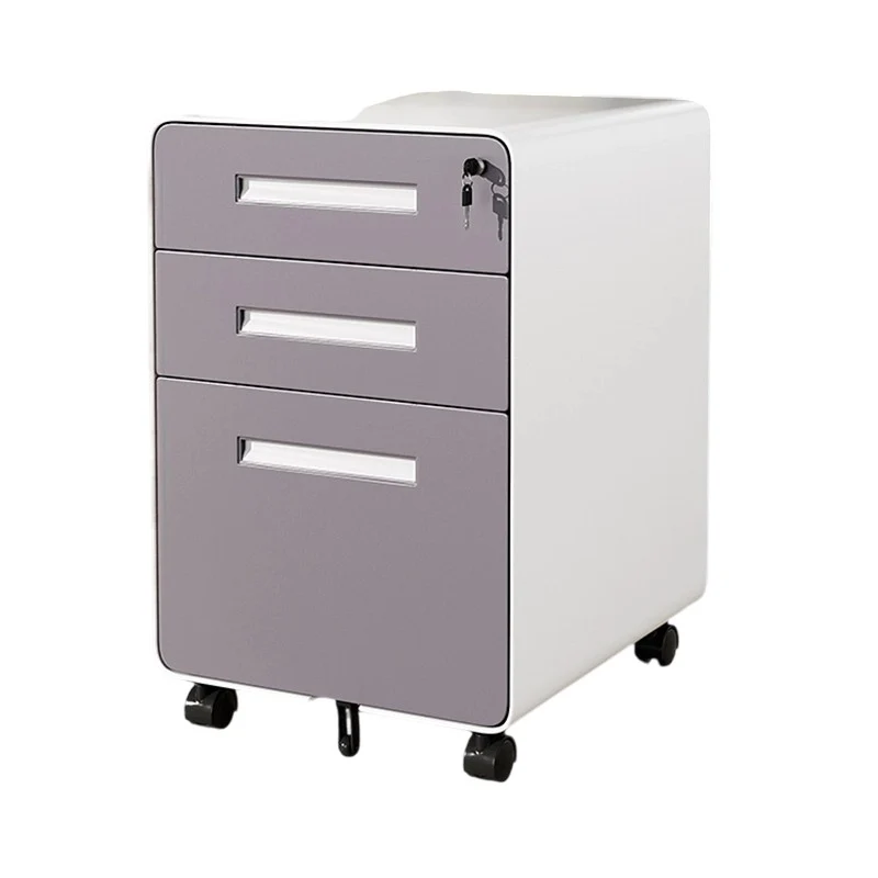 Modern Minimalist Steel Curved Rectangular Storage Cabinet With 2/3 Drawers For Home Office