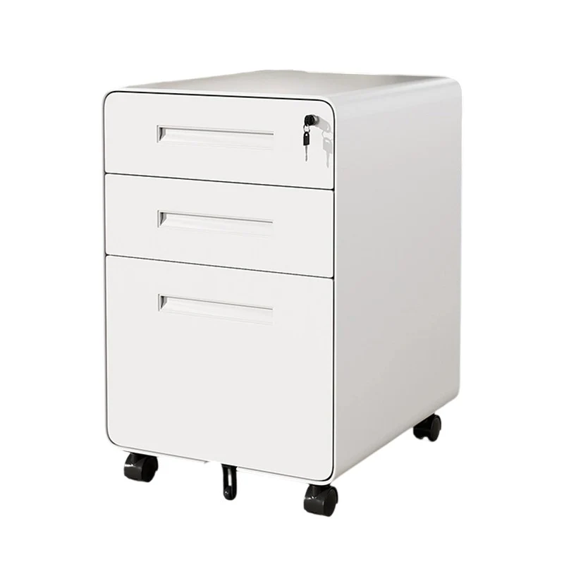 Modern Minimalist Steel Curved Rectangular Storage Cabinet With 2/3 Drawers For Home Office