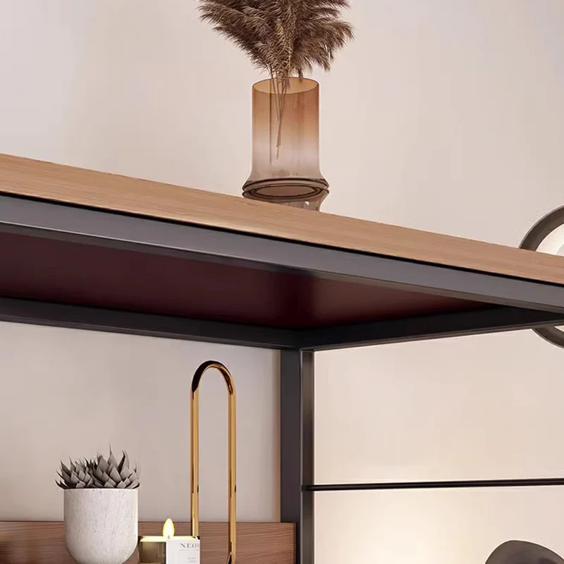 Modern Minimalist Rectangular Particleboard Iron Display Rack 3-Tier For Living Room