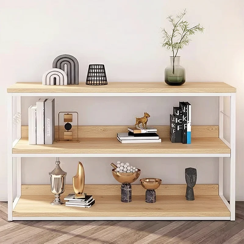 Modern Minimalist Rectangular Particleboard Iron Display Rack 3-Tier For Living Room
