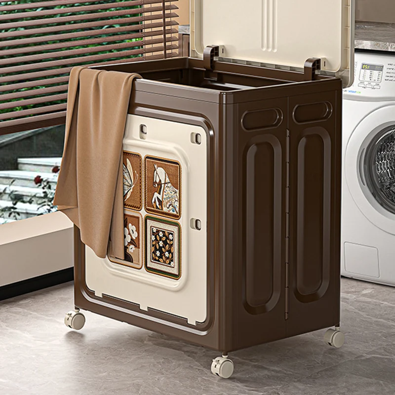 Modern Art Deco Movable Rectangular PP Plastic Foldable Large Capacity Storage Cabinet 1-Cabinet For Living Room & Bedroom