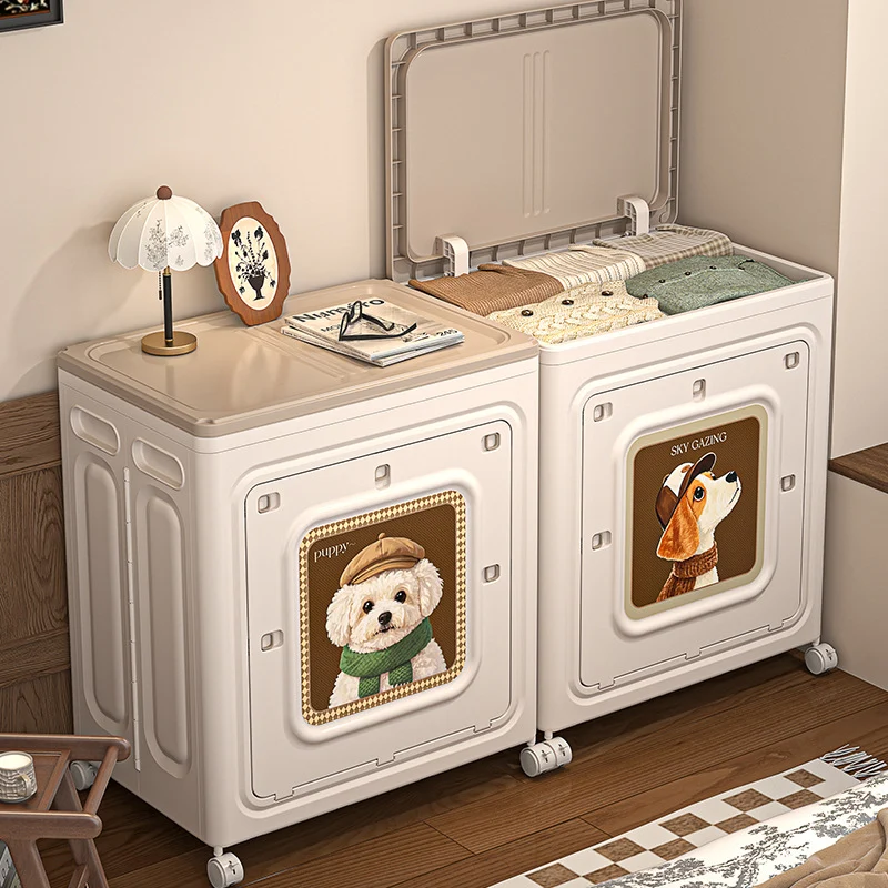 Modern Minimalist Foldable Rectangular PP Plastic Flip-Top Storage Cabinet 1-Cabinet For Bedroom