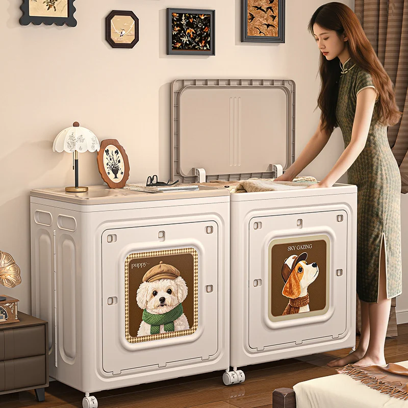 Modern Minimalist Foldable Rectangular PP Plastic Flip-Top Storage Cabinet 1-Cabinet For Bedroom
