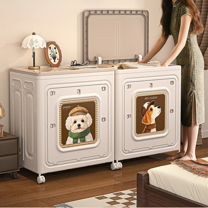 Modern Minimalist Foldable Rectangular PP Plastic Flip-Top Storage Cabinet 1-Cabinet For Bedroom