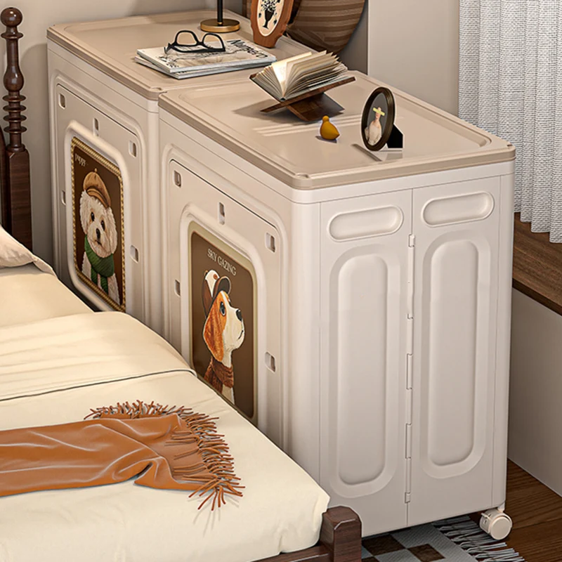 Modern Minimalist Foldable Rectangular PP Plastic Flip-Top Storage Cabinet 1-Cabinet For Bedroom