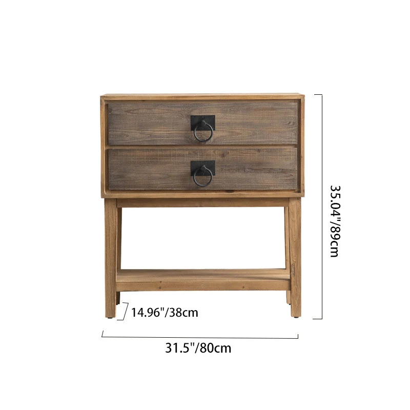 Traditional Rustic Rectangular Chinese Fir Console Table 2/6-Drawer For Entryways