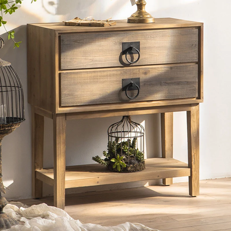 Traditional Rustic Rectangular Chinese Fir Console Table 2/6-Drawer For Entryways