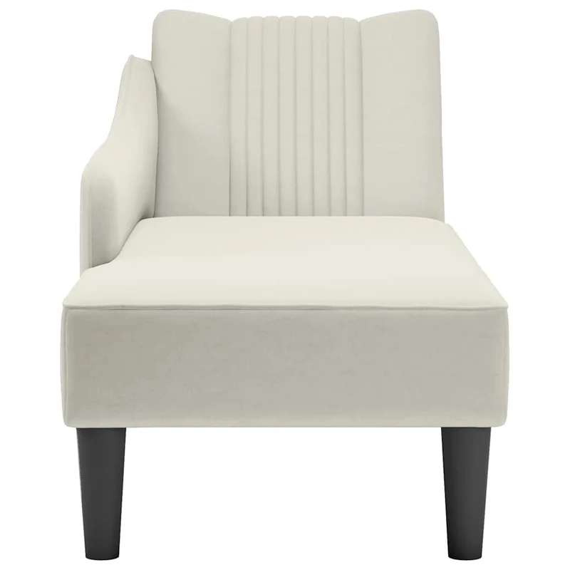 Chaise-longue com apoio de braço direito veludo creme