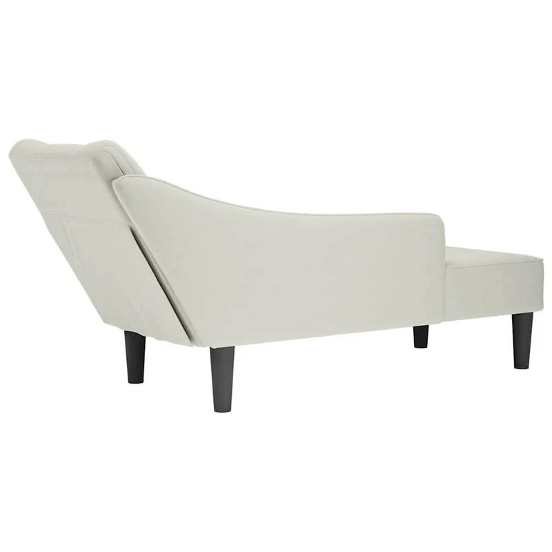 Chaise-longue com apoio de braço direito veludo creme