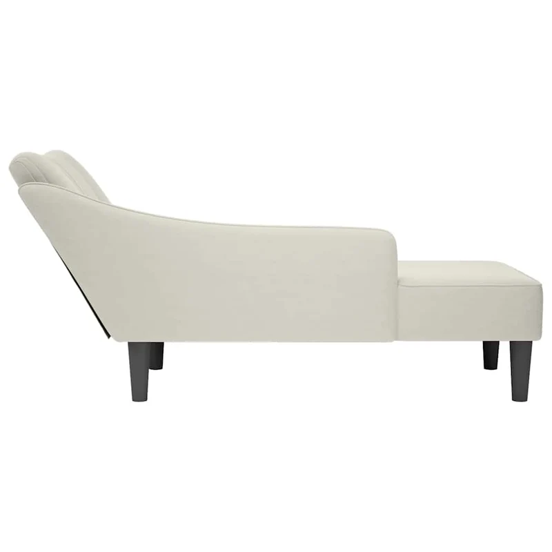 Chaise-longue com apoio de braço direito veludo creme
