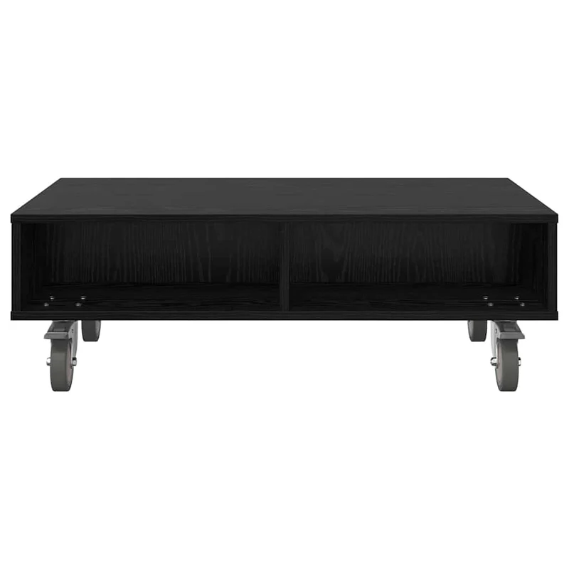 Mesa Lateral com Rodas Carvalho Preto 90 x 50 x 30 cm