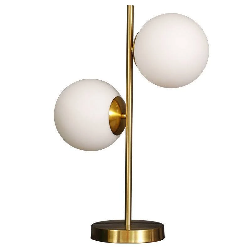 Contemporary Scandinavian Iron Glass Spherical 2-Light Table Lamp For Bedroom