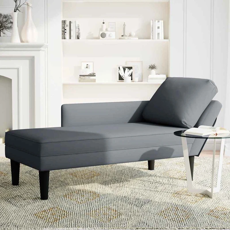 Chaise lounge c/ almofada/apoio de braços direito veludo