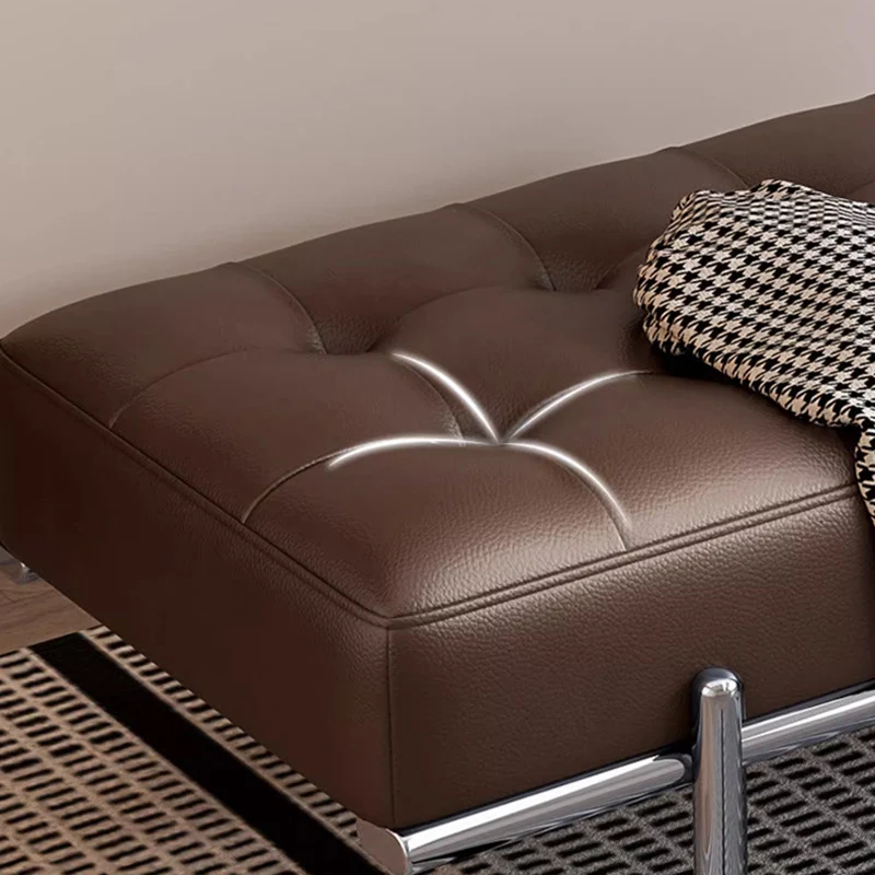 Contemporary Luxury Rectangular Carbon Steel Faux Nappa Leather Sponge Bench Backless Armless For Hallway