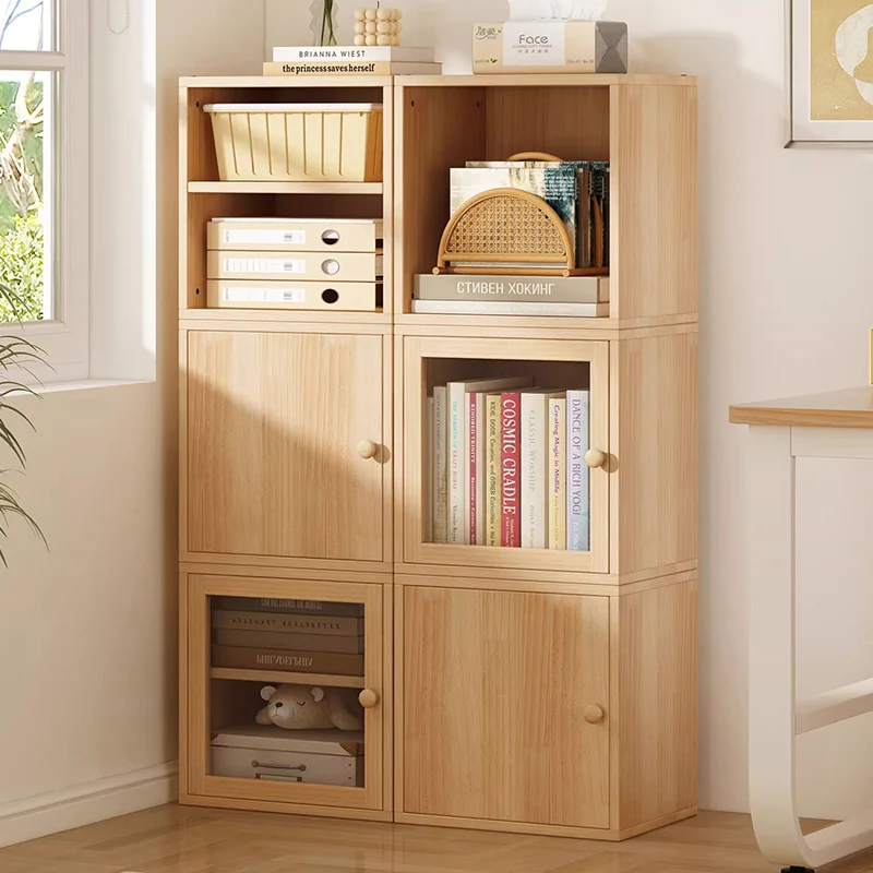 Modern Minimalist Square Pine Wood Composite Board Acrylic Storage Cabinet 1/2-Cabinet For Study