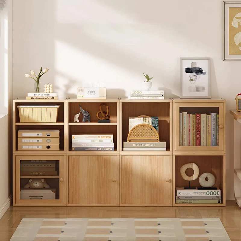 Modern Minimalist Square Pine Wood Composite Board Acrylic Storage Cabinet 1/2-Cabinet For Study
