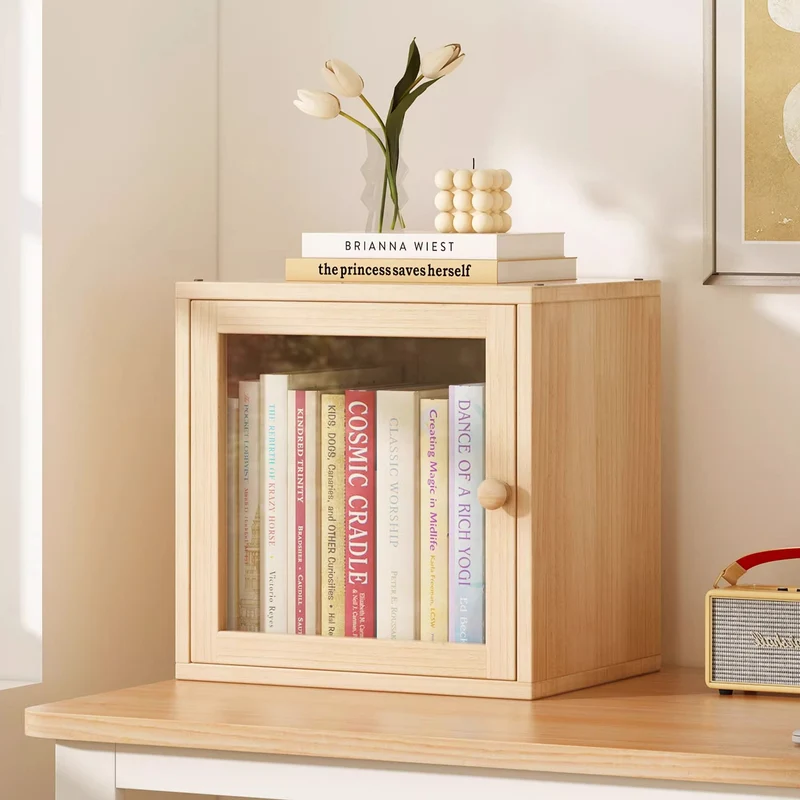 Modern Minimalist Square Pine Wood Composite Board Acrylic Storage Cabinet 1/2-Cabinet For Study