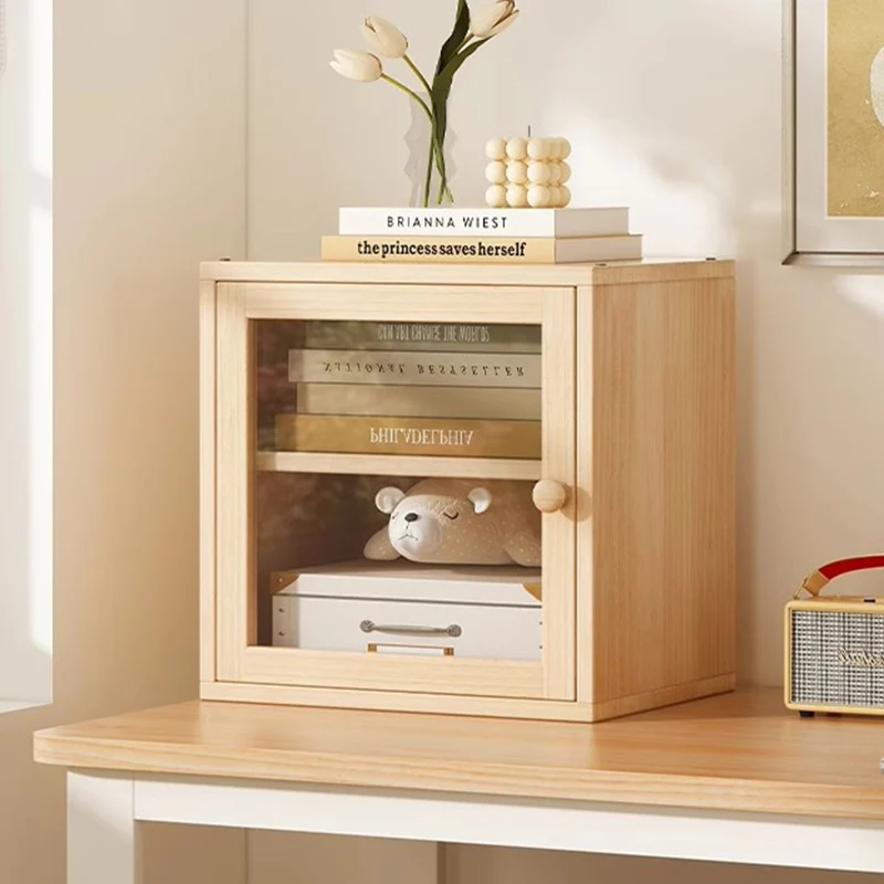 Modern Minimalist Square Pine Wood Composite Board Acrylic Storage Cabinet 1/2-Cabinet For Study