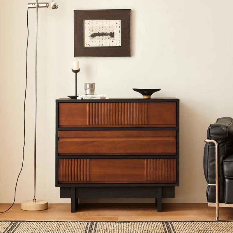 Traditional Vintage Rectangular Pine Wood Plywood Storage Cabinet 3-Cabinet For Bedroom