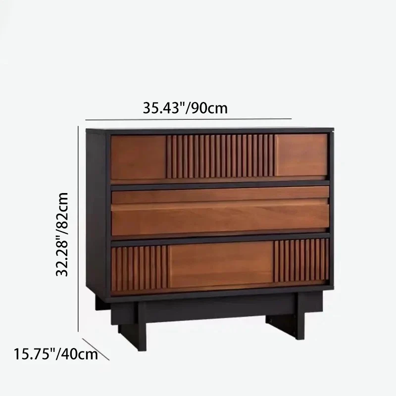 Traditional Vintage Rectangular Pine Wood Plywood Storage Cabinet 3-Cabinet For Bedroom