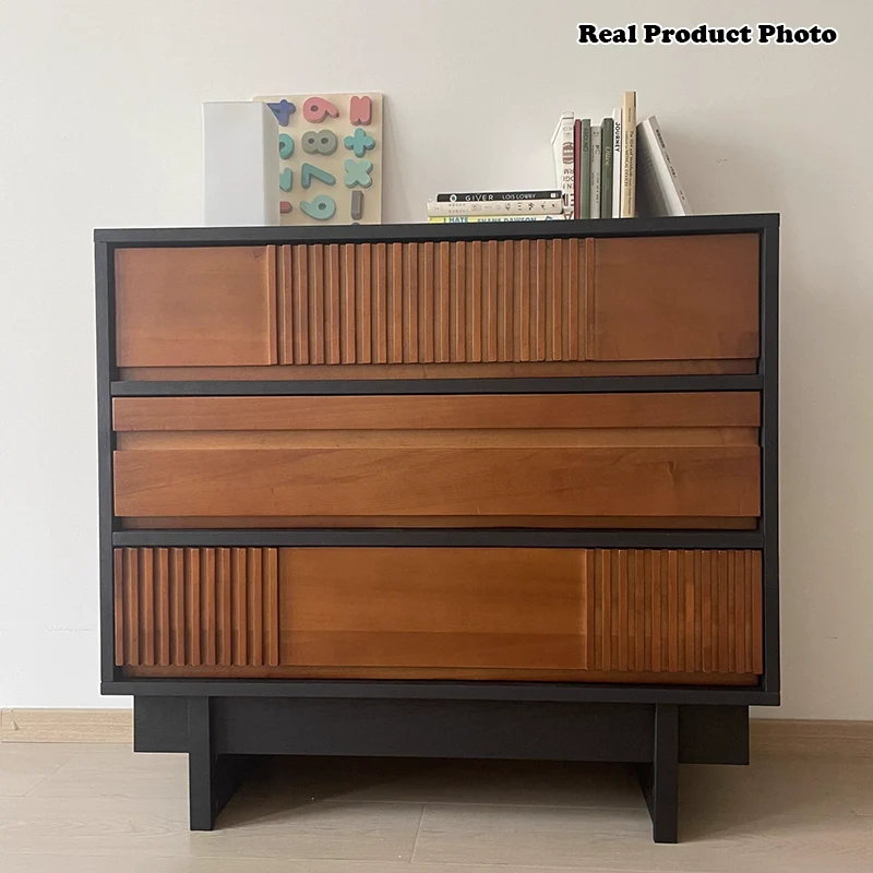 Traditional Vintage Rectangular Pine Wood Plywood Storage Cabinet 3-Cabinet For Bedroom