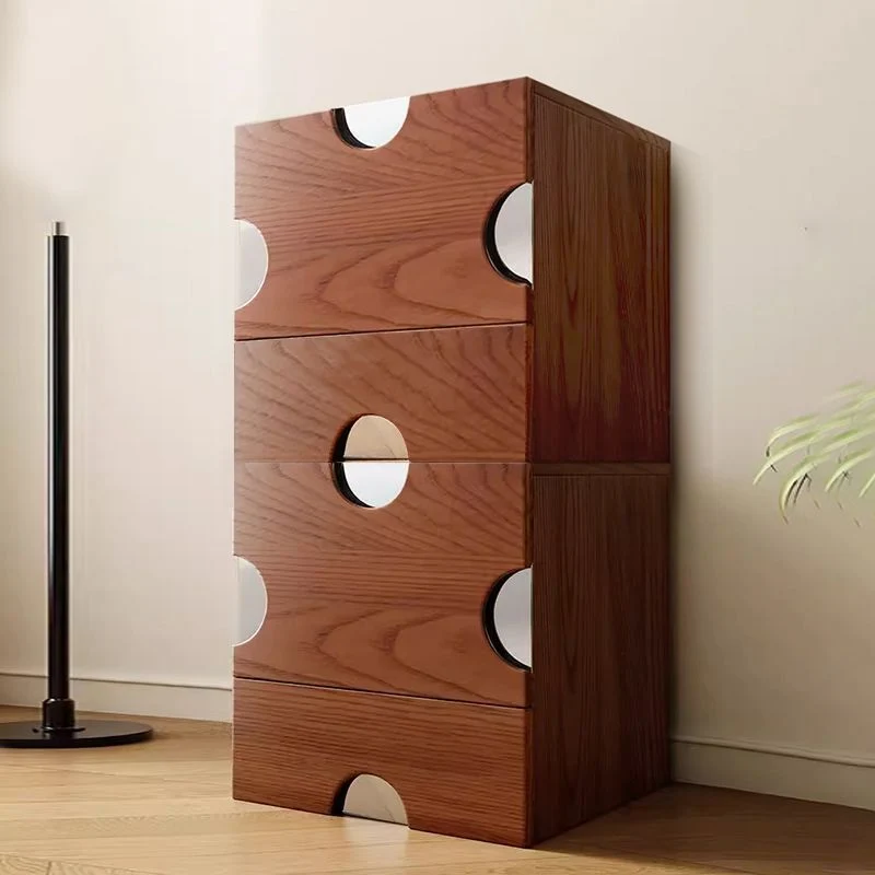 Traditional Vintage Square Hardware MDF Plywood Stainless Steel Storage Cabinet 2-Drawer For Bedroom